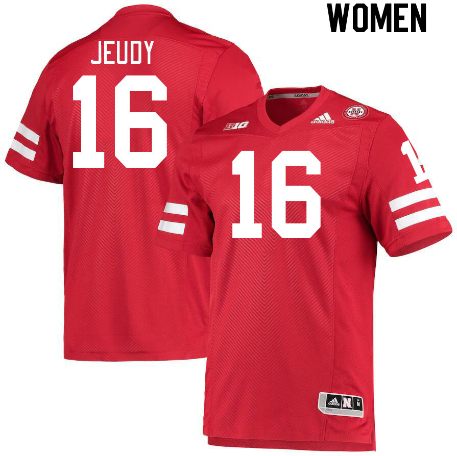 Women #16 Elijah Jeudy Nebraska Cornhuskers College Football Jerseys Stitched Sale-Red - Click Image to Close